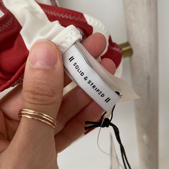 NWT Solid & Striped Women's The Ellie Bikini Top Riad Cream Rust Stripe L $158 - Picture 3 of 8